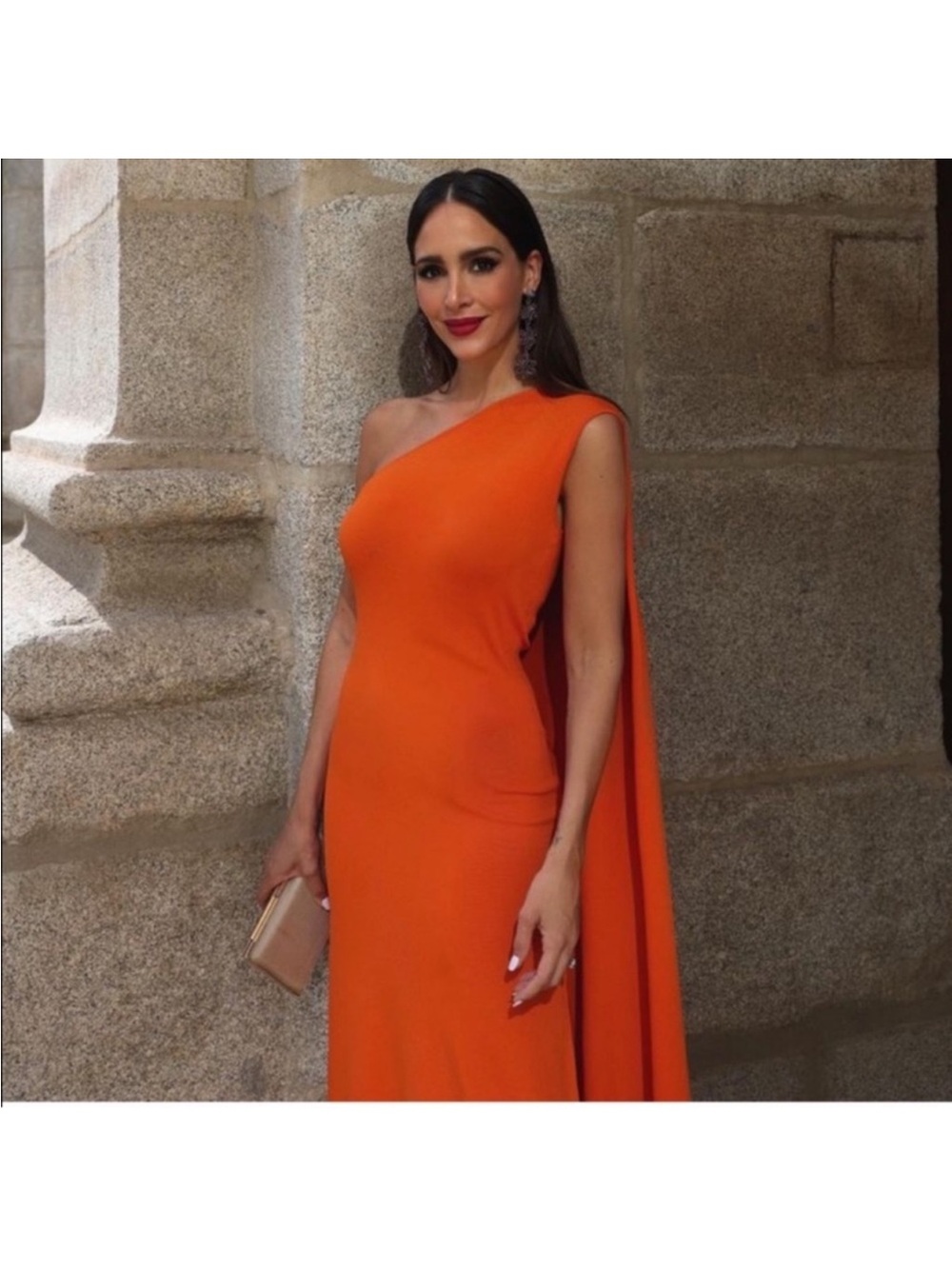 ZARA One Shoulder Cape Maxi Dress - Picture 7 of 16